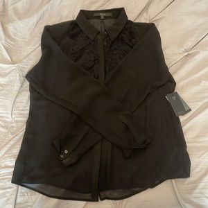 Guess Black Button Up Top, Sheer, Tags Still On- Size Xtra Large